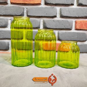 گلدان شیشه ای رنگ سبز
