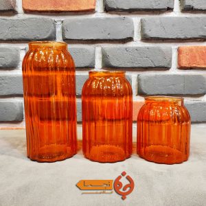 گلدان شیشه ای رنگ نارنجی