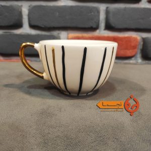 ماگ سرامیکی دست ساز دسته طلایی