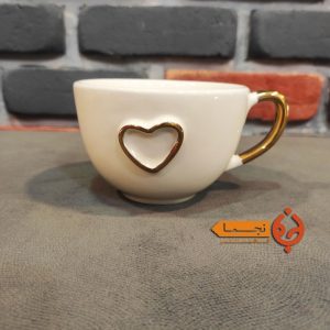 ماگ سرامیکی دست ساز دسته طلایی