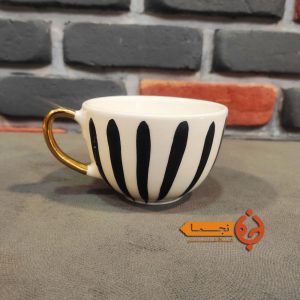 ماگ سرامیکی دست ساز دسته طلایی