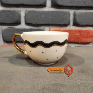 ماگ سرامیکی دست ساز دسته طلایی