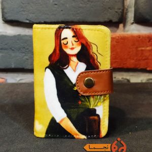 کیف جاکارتی دکمه دار مخمل کوبیده و چرم مصنوعی طرح دختر