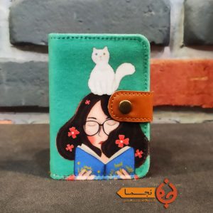کیف جاکارتی دکمه دار مخمل کوبیده و چرم مصنوعی طرح دختر