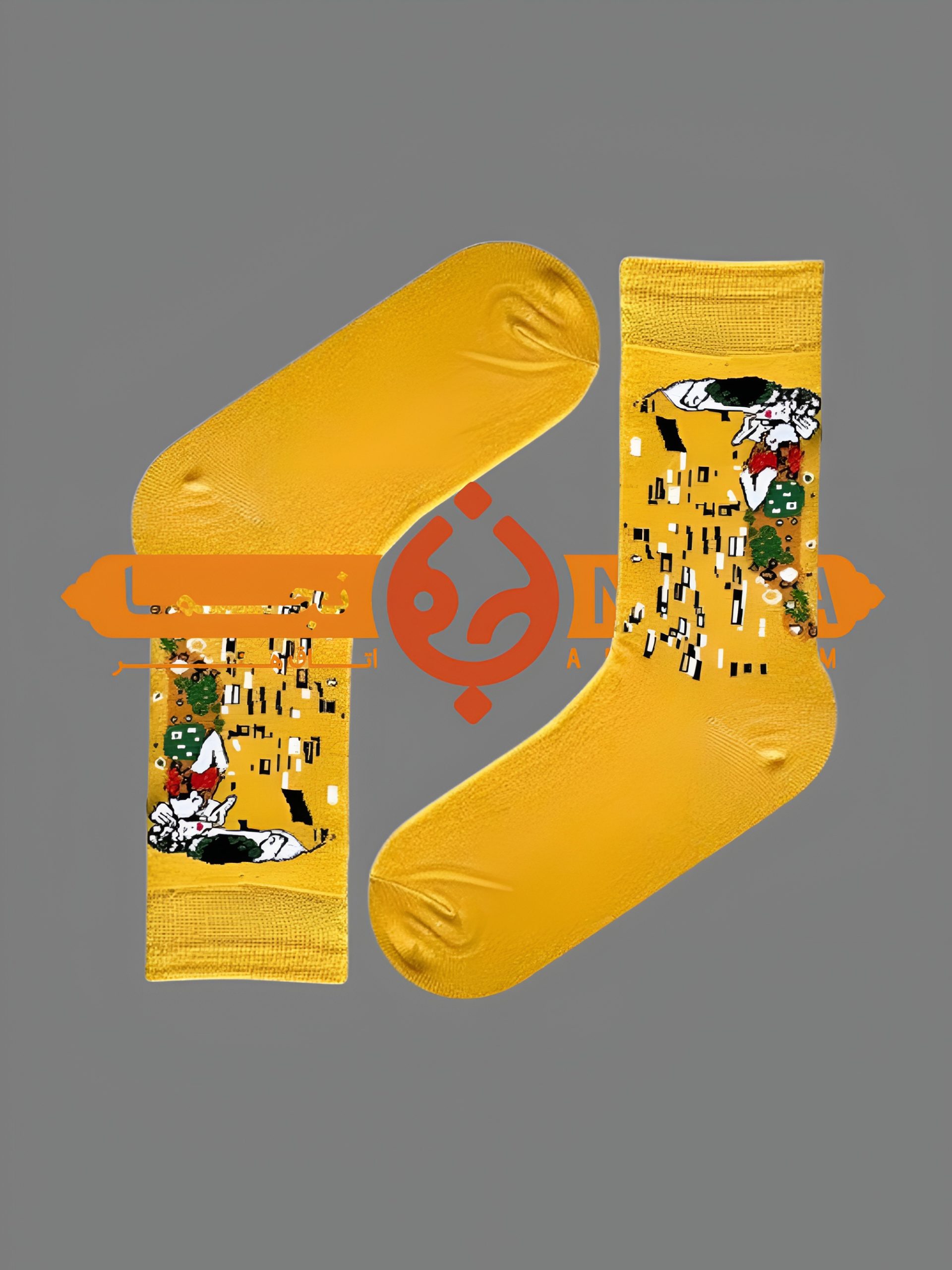 hm04-Enhanced جوراب ساقدار نخی طرح نقاشی بوسه کد hm04 - Image 1